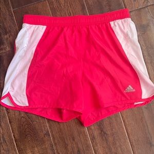 Adidas pink and white running shorts Small